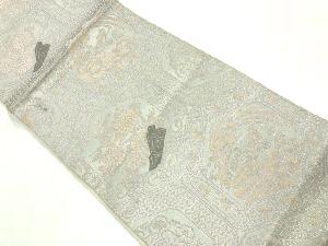アンティーク　亀甲に菊・鳥・花模様織出し袋帯（材料）